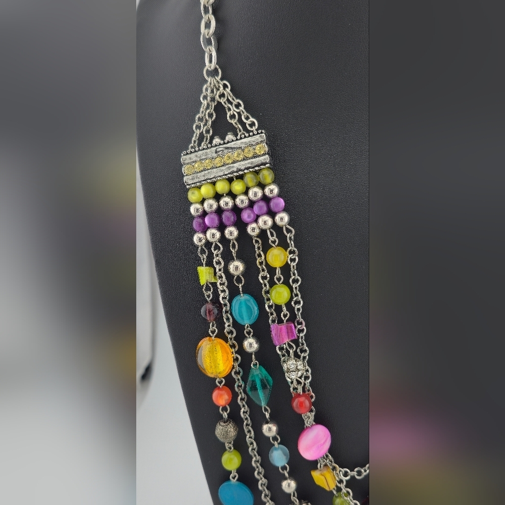 Lane Bryant Multi-Strand Colorful Beaded Necklace 22-28” Adjustable Length - Picture 6 of 9